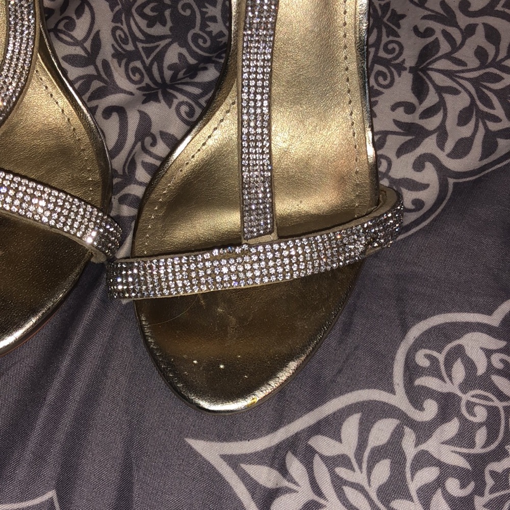 Steve Madden gold rhinestone heels. - Picture 7 of 8